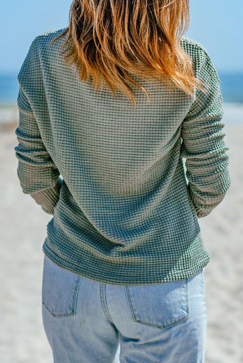 Sage Green Long Sleeve Waffle Knit Shirt