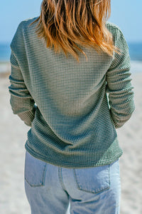 Sage Green Long Sleeve Waffle Knit Shirt