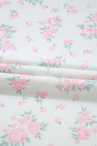 Pink Delicate Floral Ribbed Knit Tee and Shorts Lounge Set