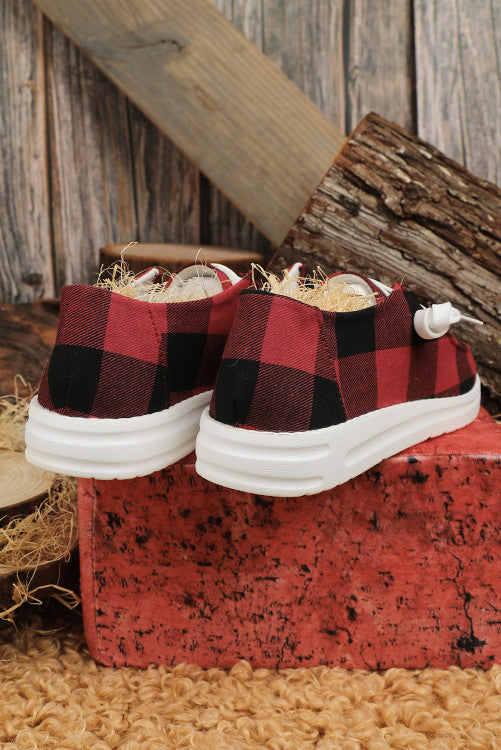 Red Buffalo Plaid Canvas Slip-On Shoes