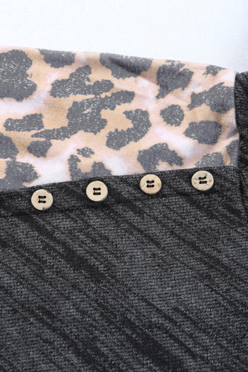 Brushed Leopard Print Double Hooded Sweatshirt