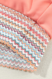 Coral Colored Stripe Elastic Band Bikini 2-Pc Set