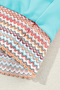 Turquoise Multi-Color Striped Elastic Band Bikini 2-Pc Set