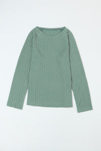 Dark Sage Long Sleeve Textured Knit Top