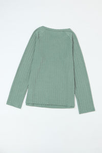 Dark Sage Long Sleeve Textured Knit Top