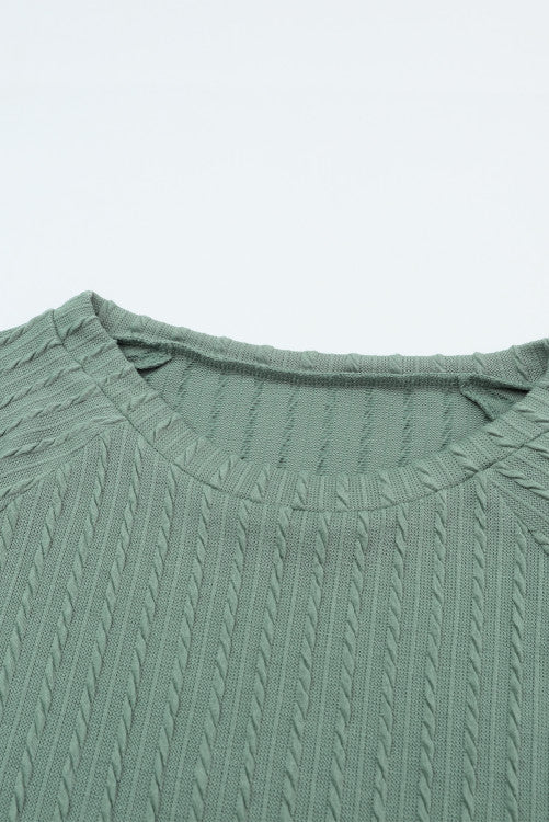 Dark Sage Long Sleeve Textured Knit Top