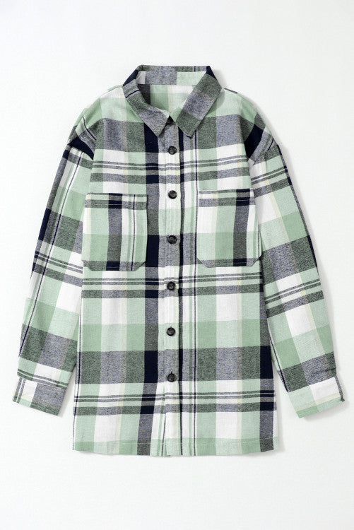 Sage Plaid Button Up Shirt