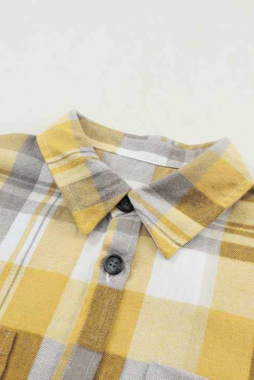 Golden Yellow Plaid Button Up Shirt