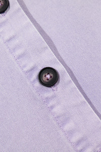 Lavender Short Sleeve Button Down Denim Shirt Dress