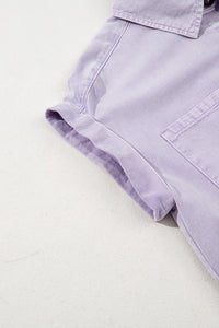 Lavender Short Sleeve Button Down Denim Shirt Dress