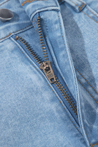 Light Wash Ruffled Hem Denim Mini Skirt