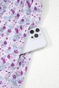 Lavender Floral Ruffly Short Sleeve Smocked Maxi Dress