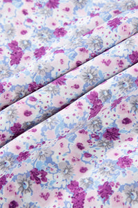 Lavender Floral Ruffly Short Sleeve Smocked Maxi Dress