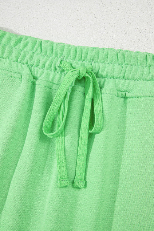 Spring Green Fleece Knit Mini Skort with Pockets