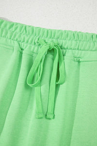 Spring Green Fleece Knit Mini Skort with Pockets