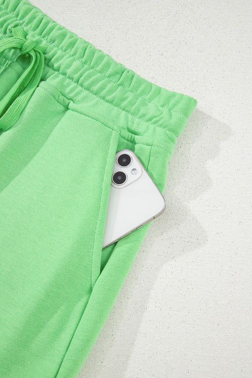 Spring Green Fleece Knit Mini Skort with Pockets