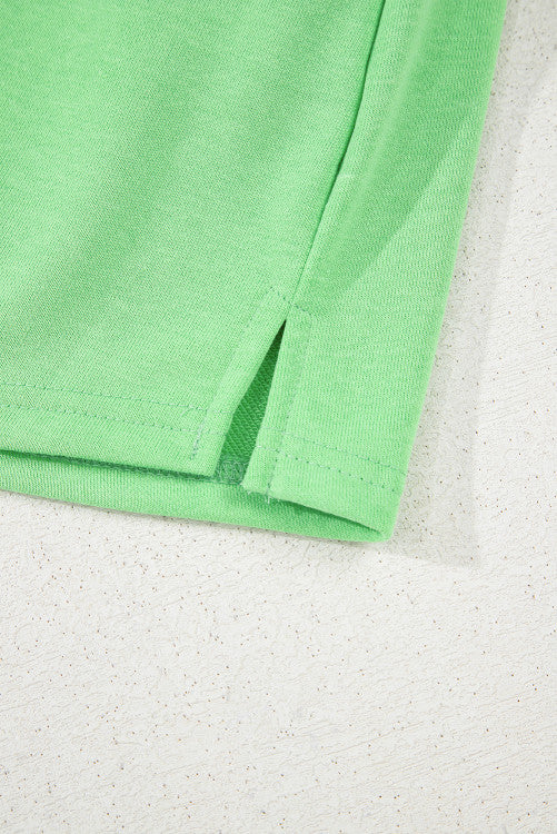 Spring Green Fleece Knit Mini Skort with Pockets