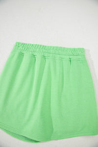 Spring Green Fleece Knit Mini Skort with Pockets
