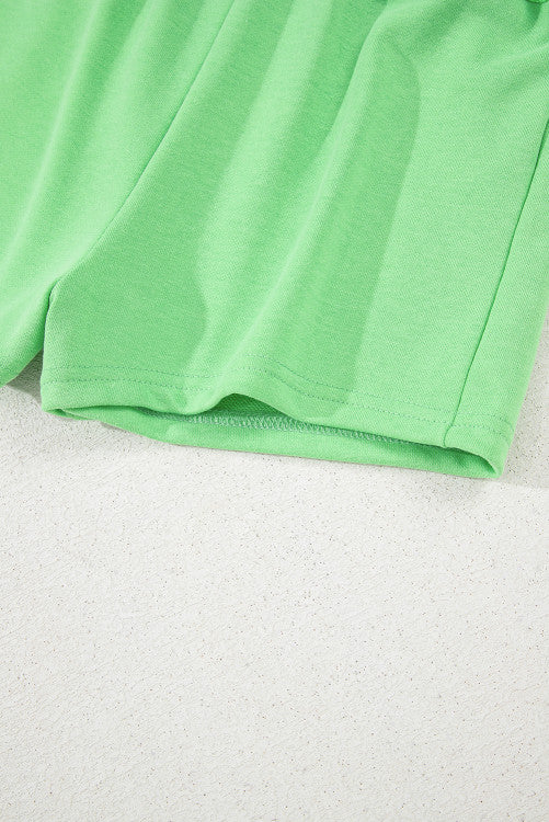 Spring Green Fleece Knit Mini Skort with Pockets