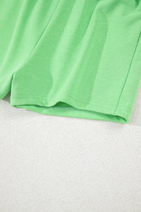 Spring Green Fleece Knit Mini Skort with Pockets