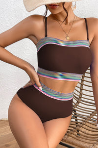 Convertible Strap Bikini Tube Top and Bottom 2-Pc. Swimsuit in Brown or Pink