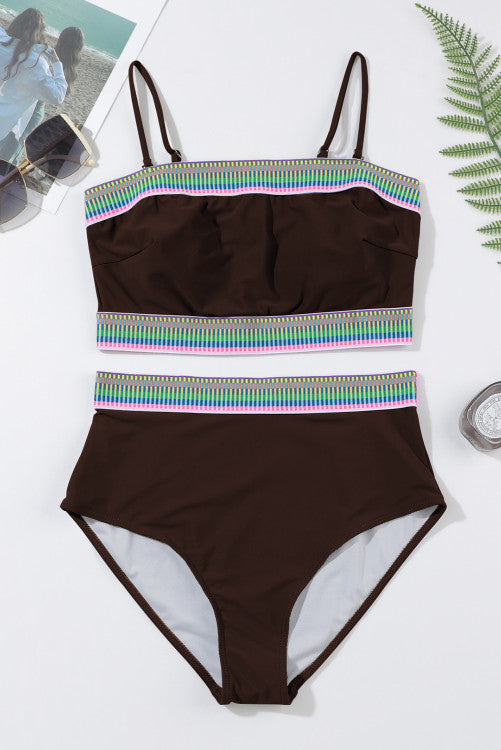Convertible Strap Bikini Tube Top and Bottom 2-Pc. Swimsuit in Brown or Pink