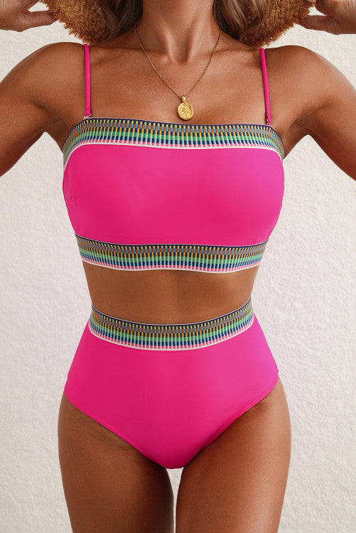 Convertible Strap Bikini Tube Top and Bottom 2-Pc. Swimsuit in Brown or Pink