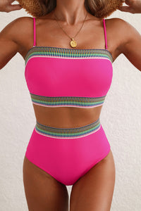 Convertible Strap Bikini Tube Top and Bottom 2-Pc. Swimsuit in Brown or Pink