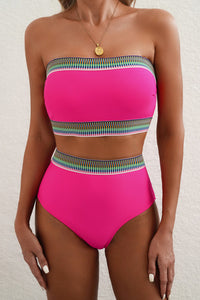Convertible Strap Bikini Tube Top and Bottom 2-Pc. Swimsuit in Brown or Pink