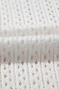 Open Knit Bell Sleeve Drawstring Short Beach Swimsuit Cover Up