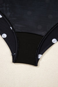 Plus Size Black Polka Dot V-Neck Babydoll Tankini 2-Pc. Swimsuit