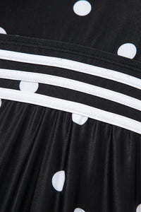 Plus Size Black Polka Dot V-Neck Babydoll Tankini 2-Pc. Swimsuit