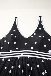 Plus Size Black Polka Dot V-Neck Babydoll Tankini 2-Pc. Swimsuit