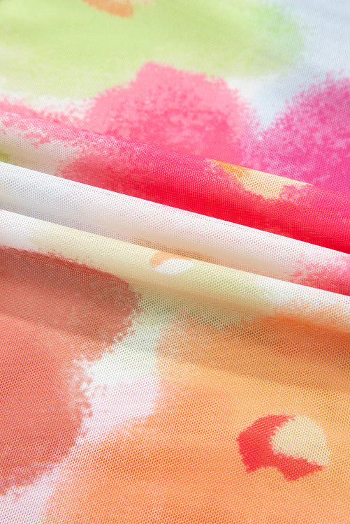 Multi Color Floral Sheer Mesh Cropped Tee