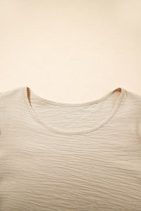 Beige Ruffled Cap Sleeve Textured Blouse