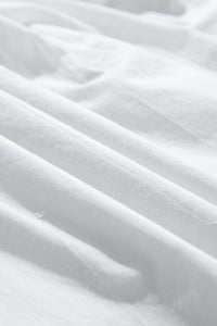 White Eyelet V-Neck Tie Puff Short Sleeve Cotton Blouse