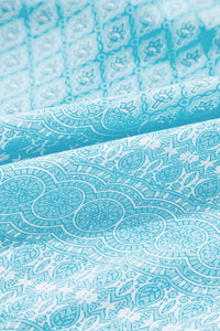 Sky Blue Paisley Print Ruffled Strap Tank Top