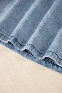 Mineral Wash Denim Frayed  Scoop Neck Tank Top