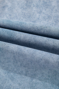 Mineral Wash Denim Frayed  Scoop Neck Tank Top