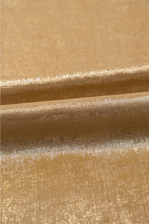 Gold Metallic Textured Round Neck Sleeveless Top