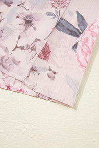 Pink Floral Pleated Plunging V-Neck Empire Waist Backless Maxi Dress
