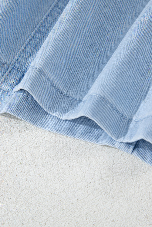 Light Wash V-Neck Lightweight Denim Halter Tank Top
