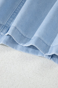 Light Wash V-Neck Lightweight Denim Halter Tank Top