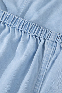 Light Wash V-Neck Lightweight Denim Halter Tank Top