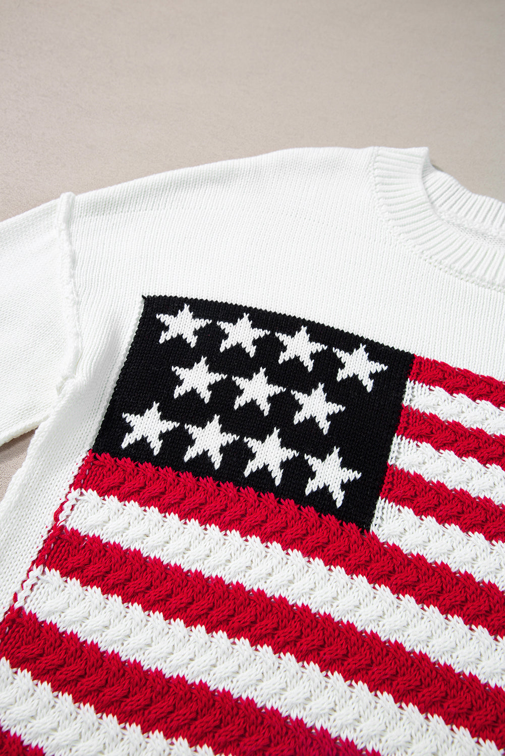 White American Flag Cable Knit Sweater