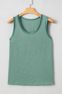 Metallic Shine Trim Scoop Neck Tank Top