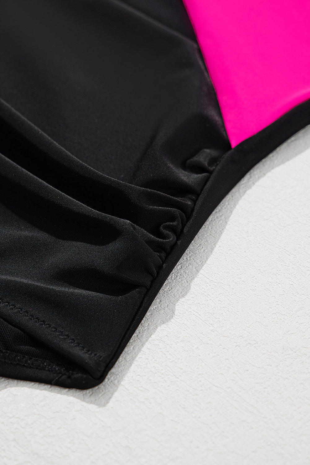 Pink and Black Crossover Cutout One Piece Padded Swimsuit