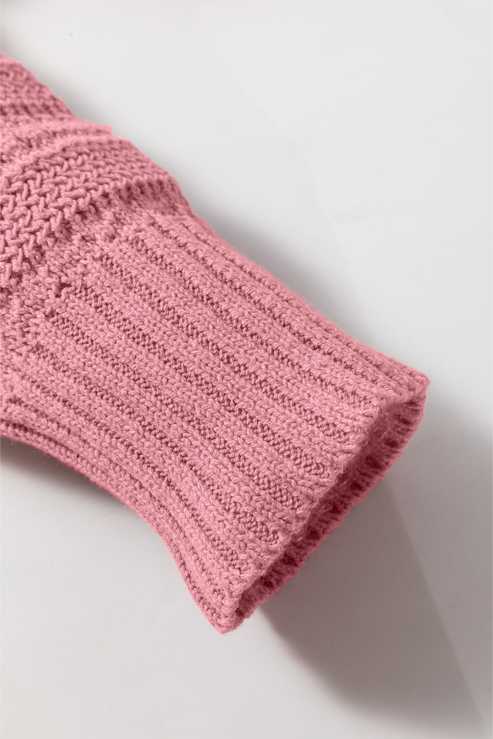 Mauve Pointelle Knit Raglan Sleeve Hooded Sweater