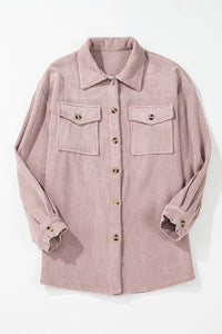 Corduroy Textured Double Chest Pocket Button Up Shacket