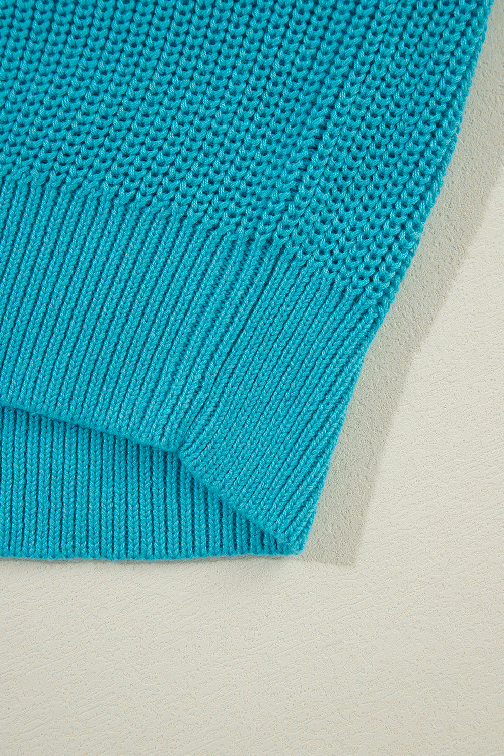 Turquoise Eyelet Bubble Sleeve Knit Sweater